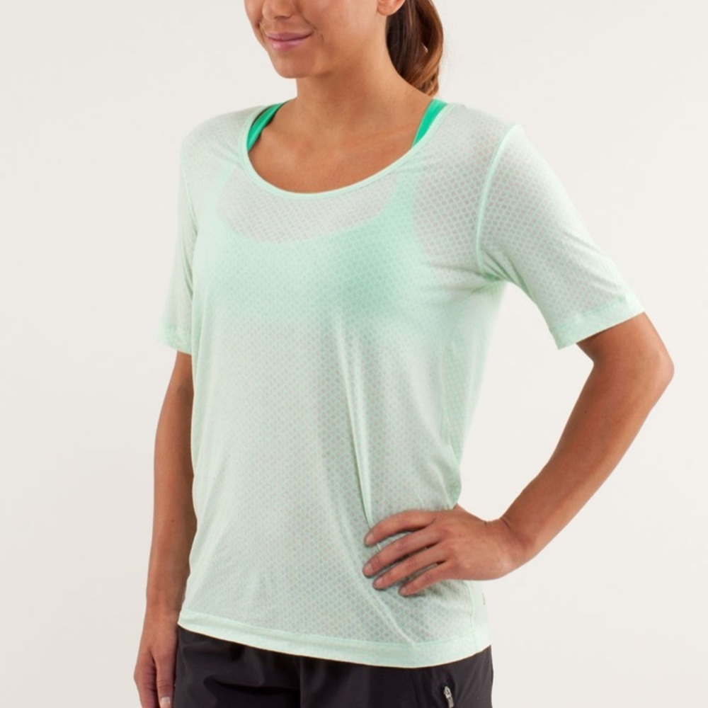 Lululemon Drish Tee mesh burnout fresh teal